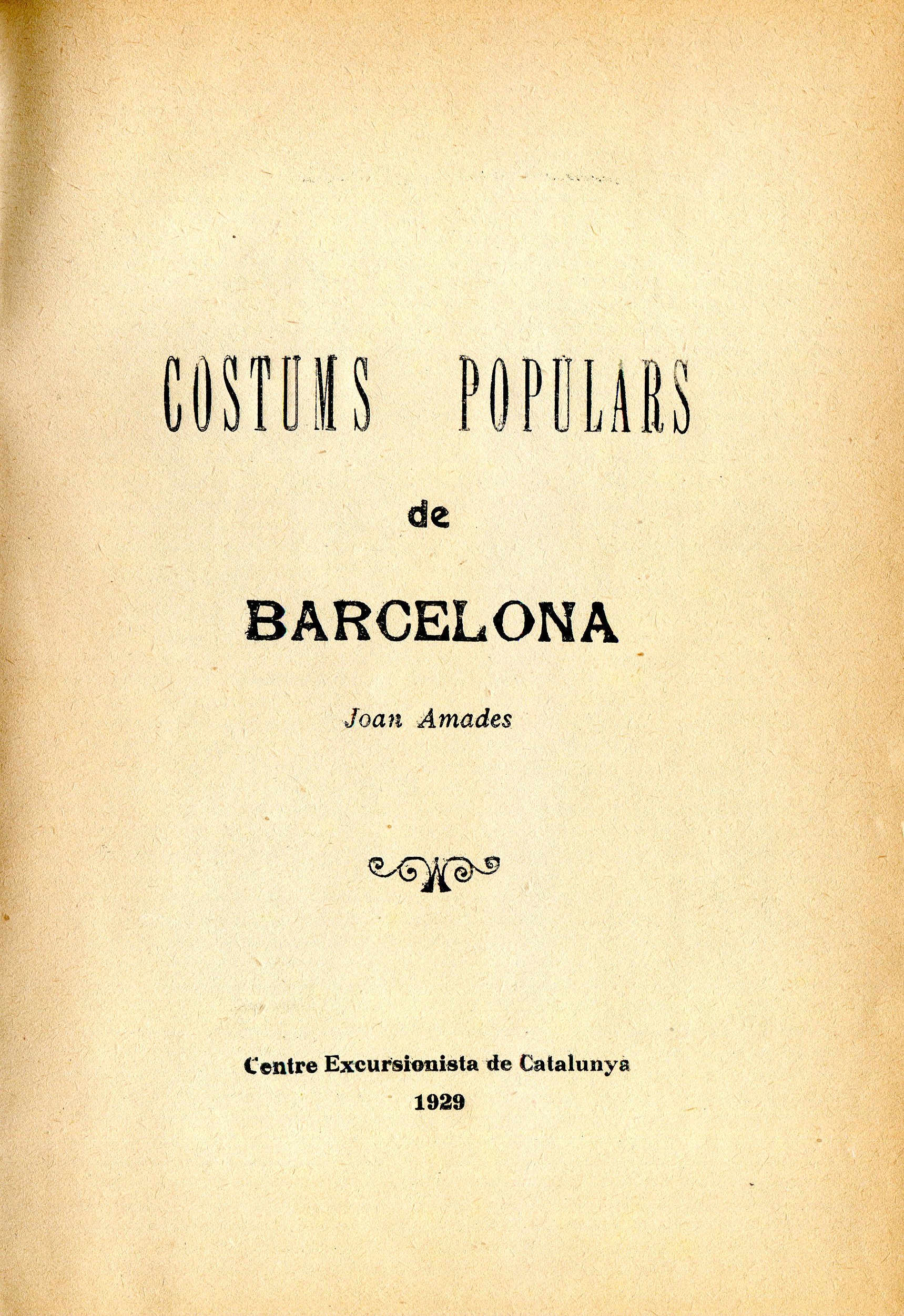 Costums populars de Barcelona - Portada